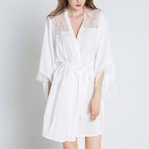 KIM+ONO Silky White Bridal Robe Kimono